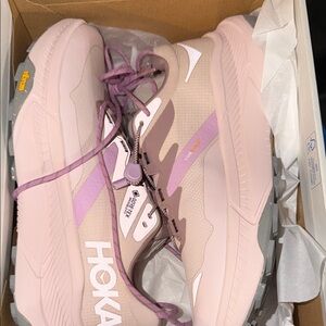 Hoka Women’s Light Pink and Lavender Trail Running Shoes